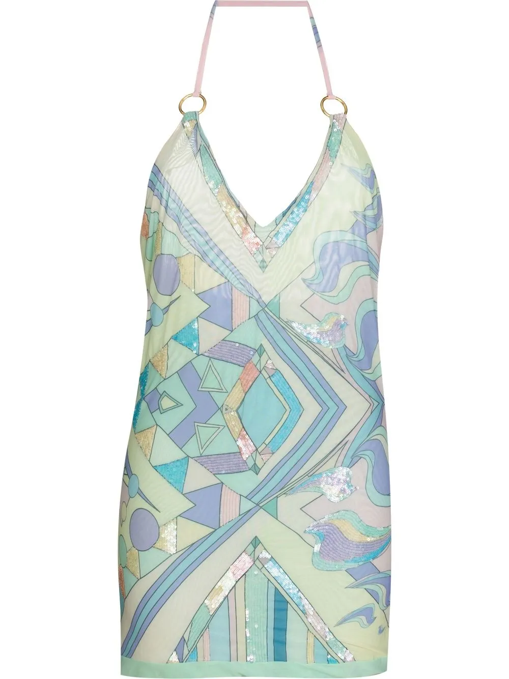 Image 1 of Oceanus Louise abstract-print halterneck mini dress