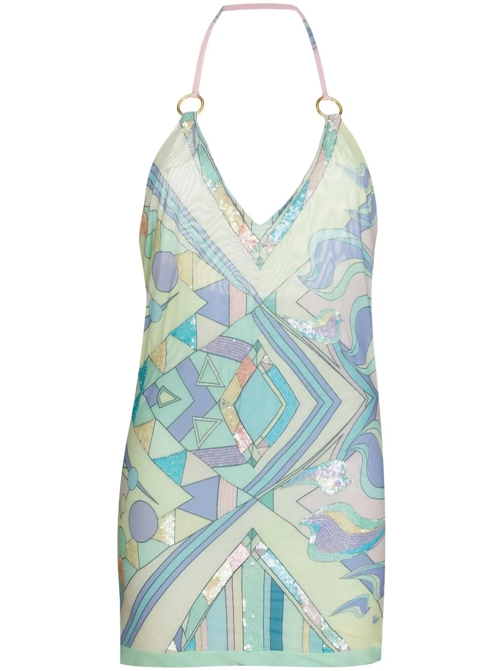 

Oceanus Louise abstract-print halterneck mini dress - Yellow
