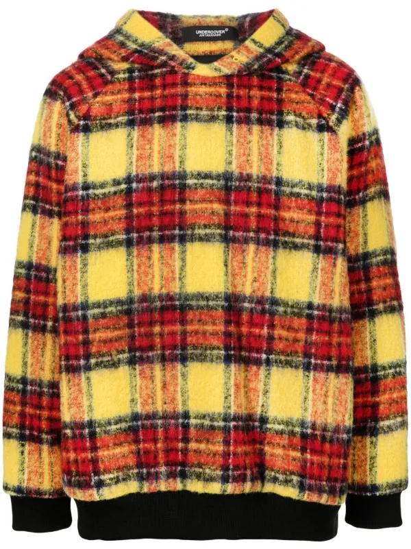 Checkered hoodie yellow on sale