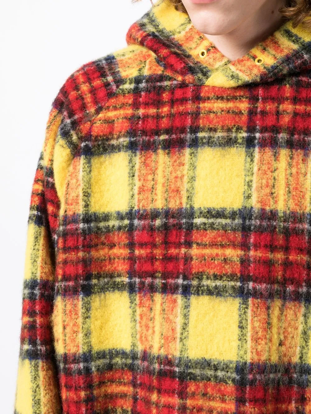 Shop Undercover Plaid-check Print Hoodie In Gelb