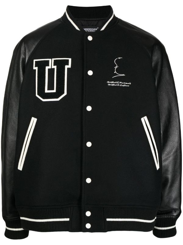 GRAPHICS LEATHER VARSITY in black