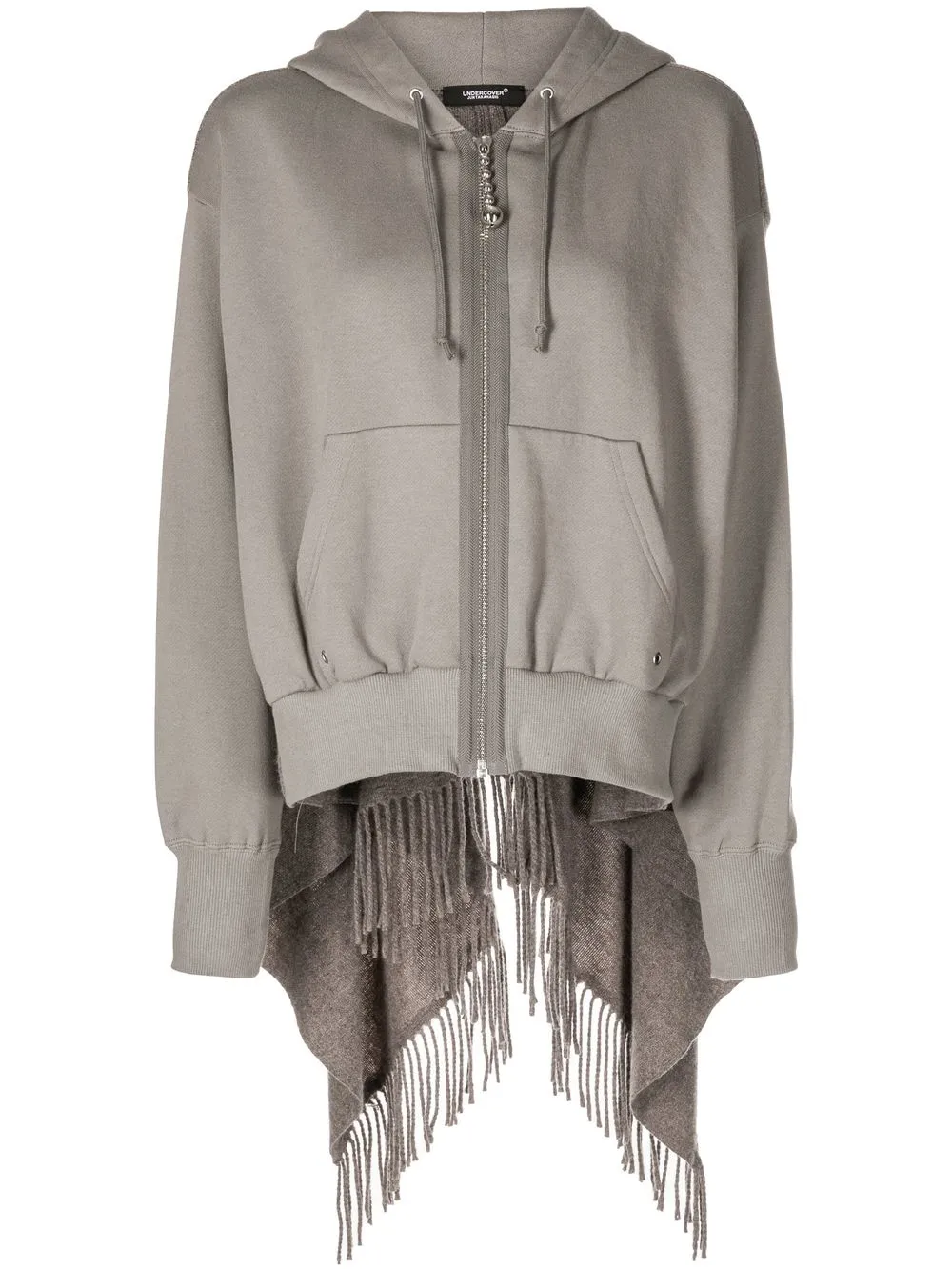 

Undercover hoodie holgado con panel de flecos - Gris