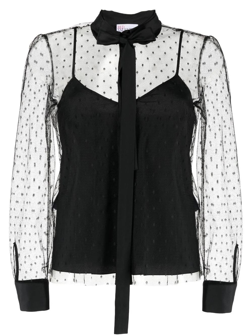 

RED Valentino blusa en point d'esprit manga larga - Negro