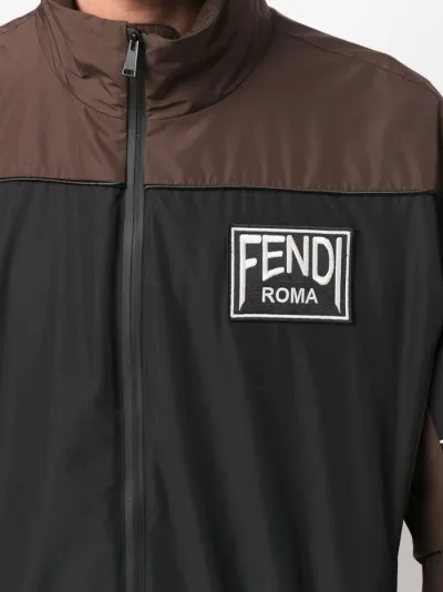 logo-patch zip-up sports jacket | Fendi 