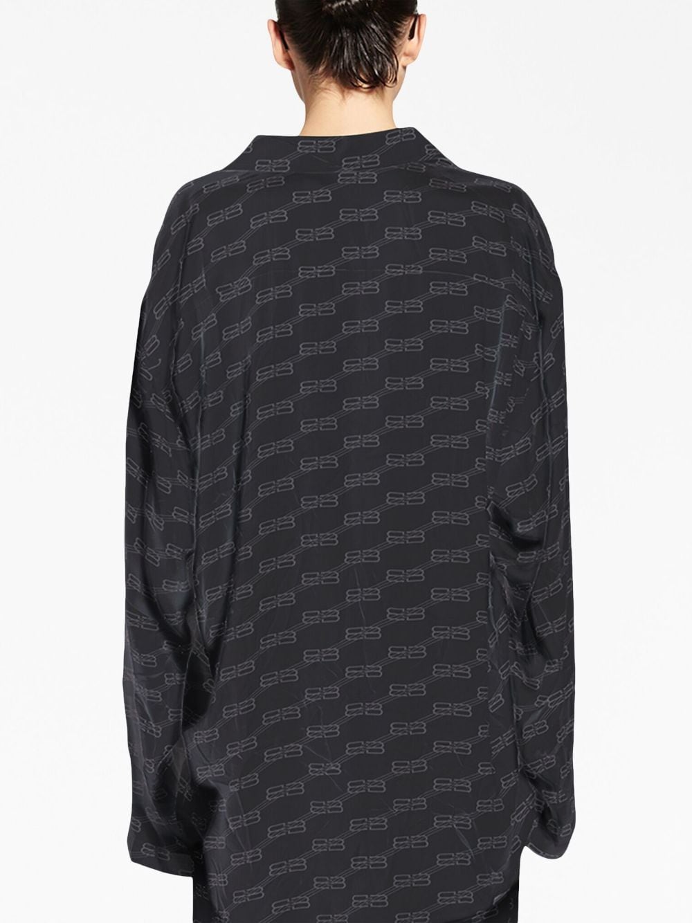 Shop Balenciaga Bb Monogram Silk Shirt In Schwarz