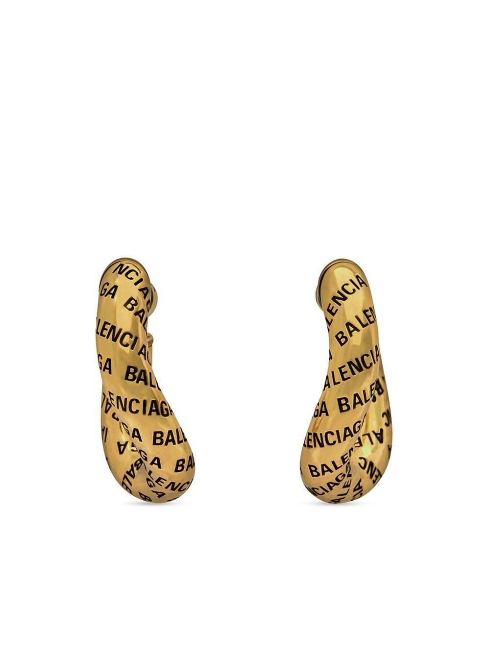 Image 1 of Balenciaga logo-print hoop earrings