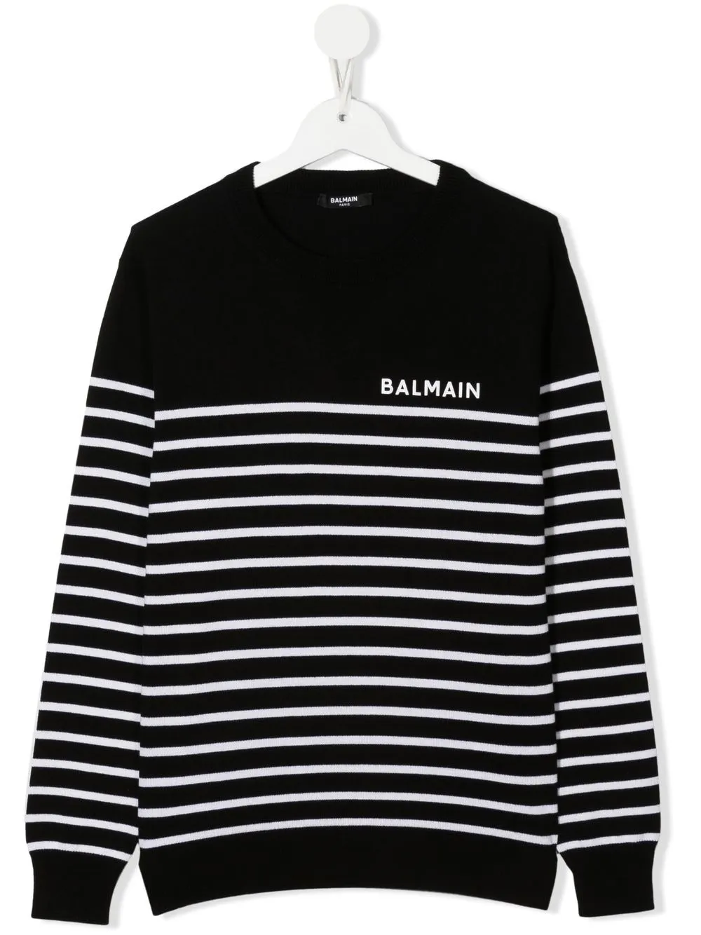 

Balmain Kids suéter con motivo de rayas y logo estampado - Negro