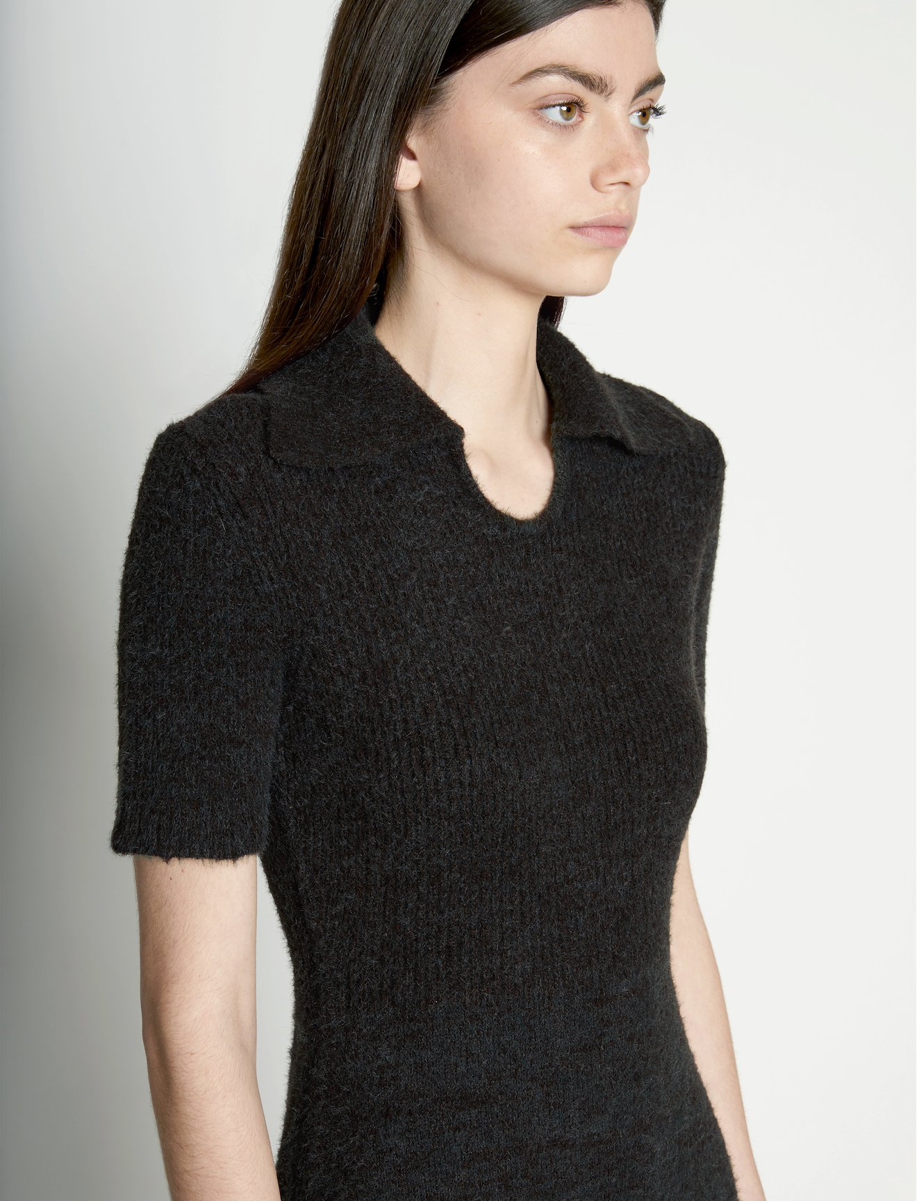 Fluffy Knit Polo Dress #3