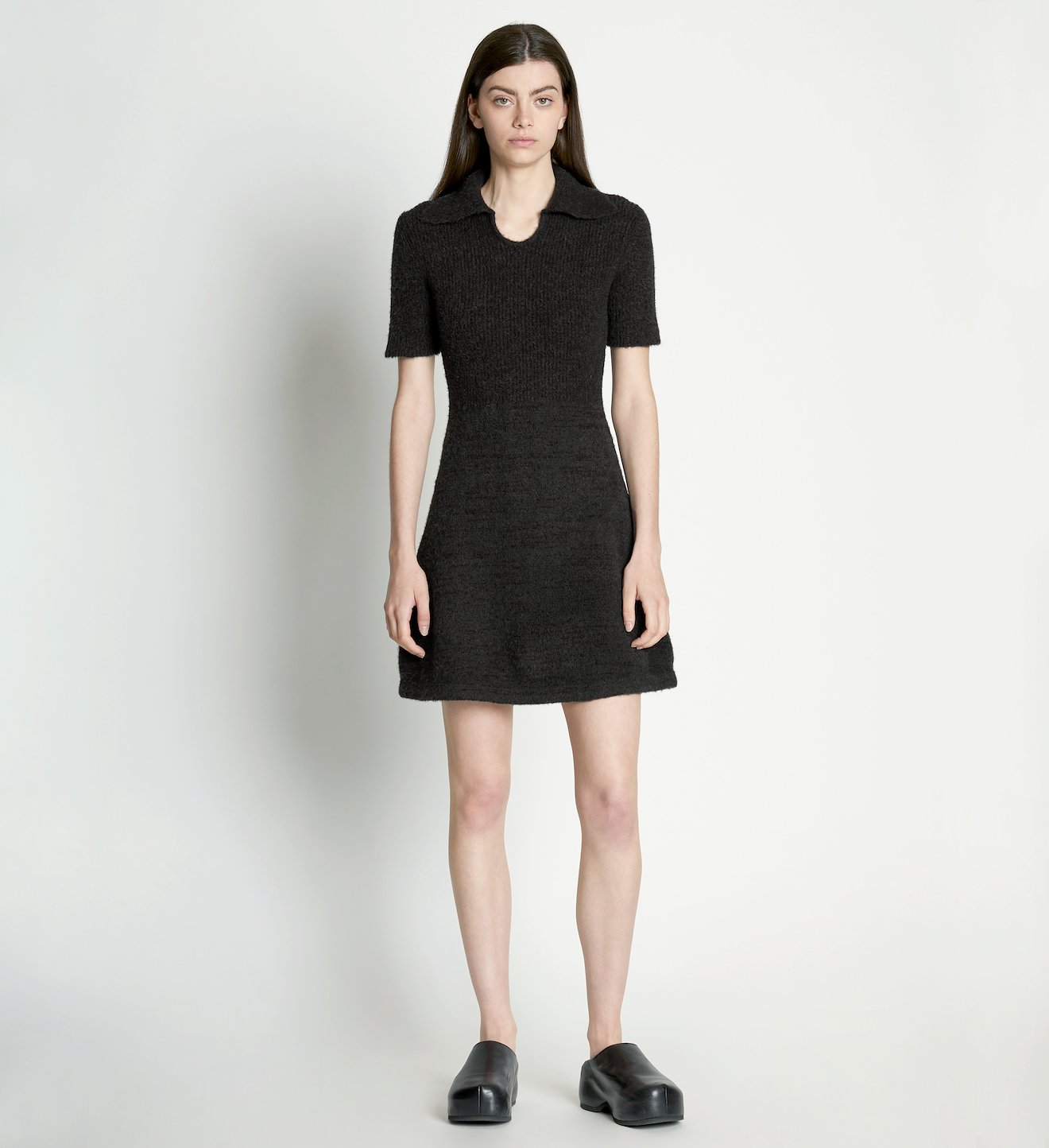 Fluffy Knit Polo Dress