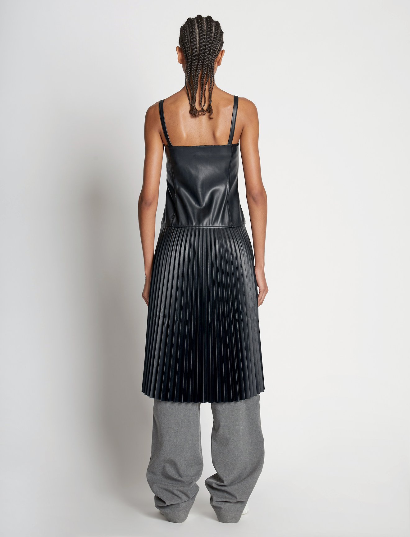 Drop Waist Faux Leather Dress #2