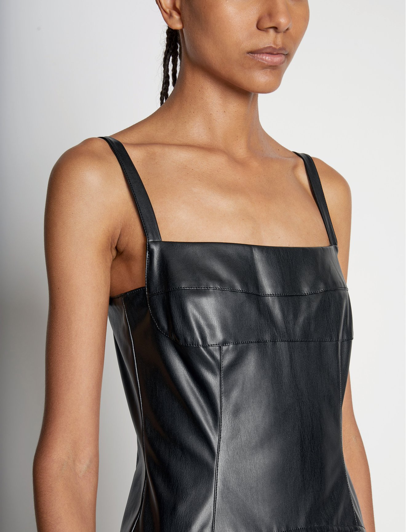 Drop Waist Faux Leather Dress #3