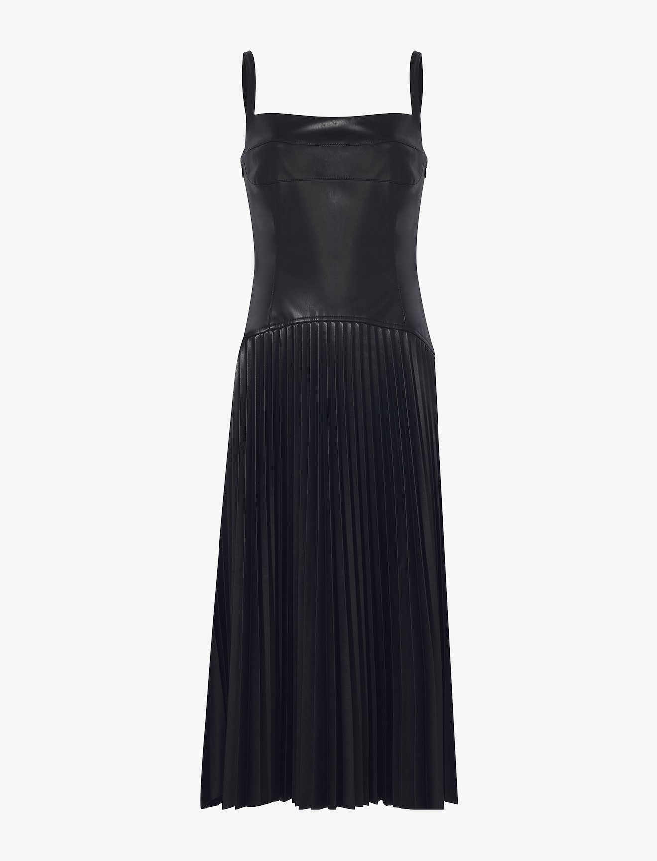 Drop Waist Faux Leather Dress #4
