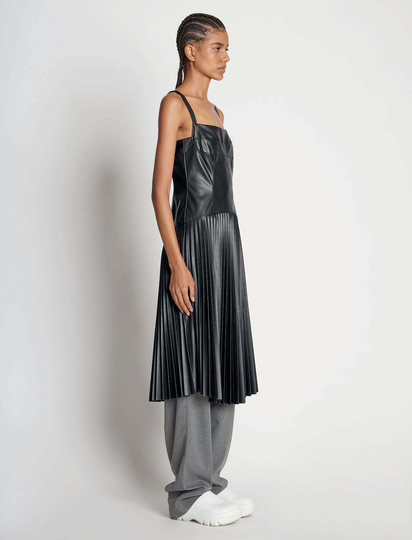Drop Waist Faux Leather Dress #1
