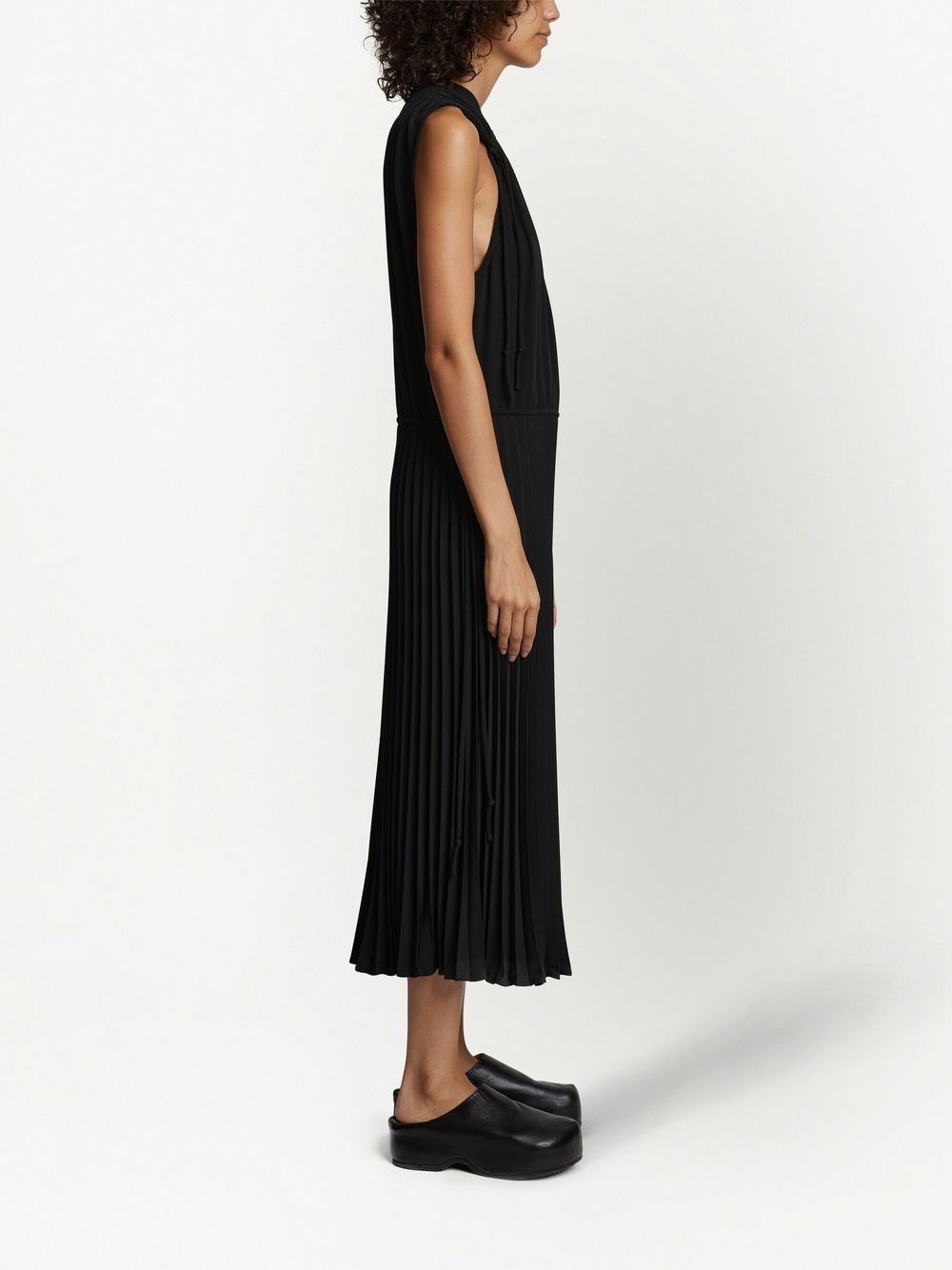 Shop Proenza Schouler White Label Pleated Drawstring Crepe Dress In Black