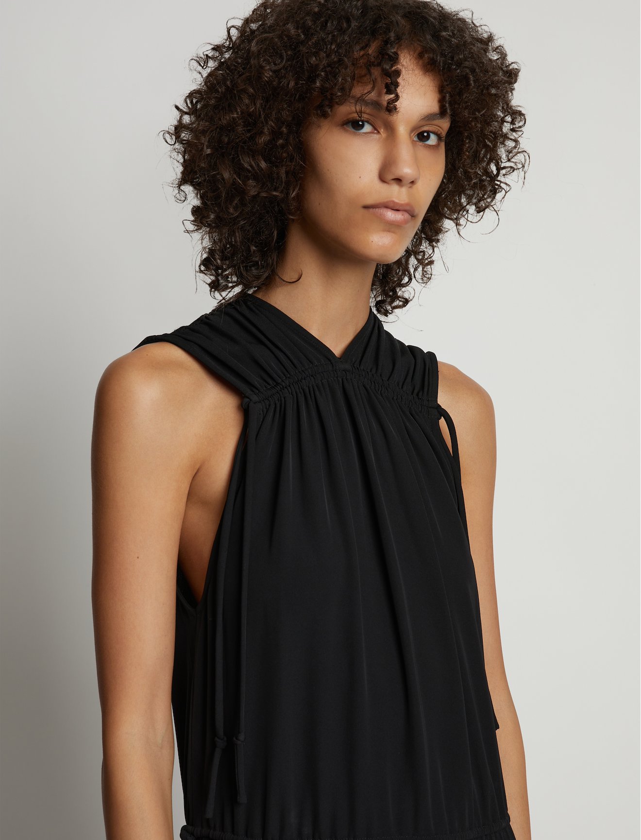 Pleatable Crepe Drawstring Dress #3