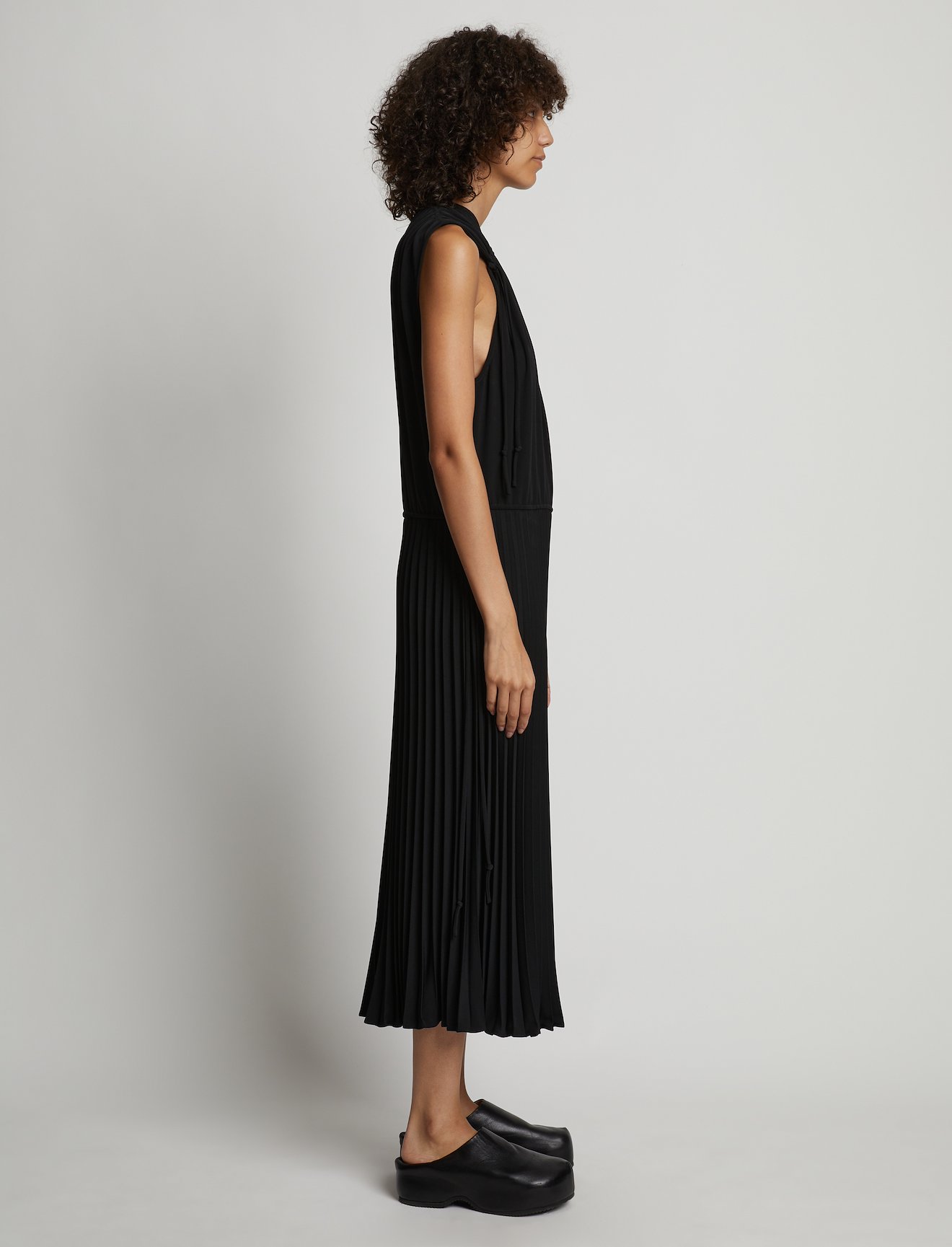 Pleatable Crepe Drawstring Dress #1