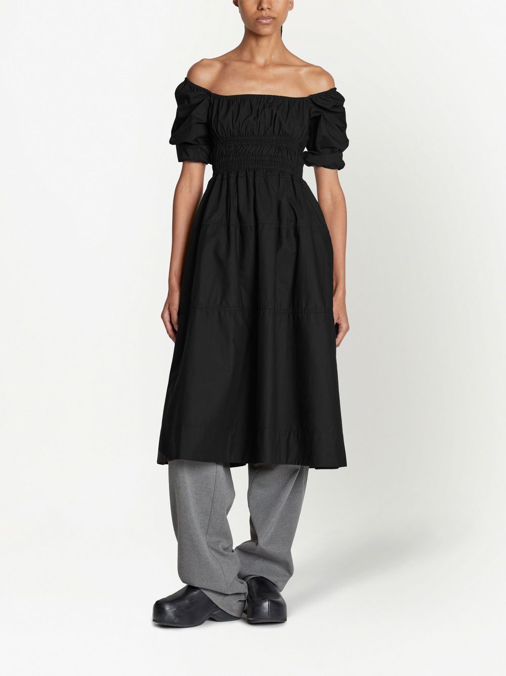 Shop Proenza Schouler White Label Square Neck Poplin Dress In Black