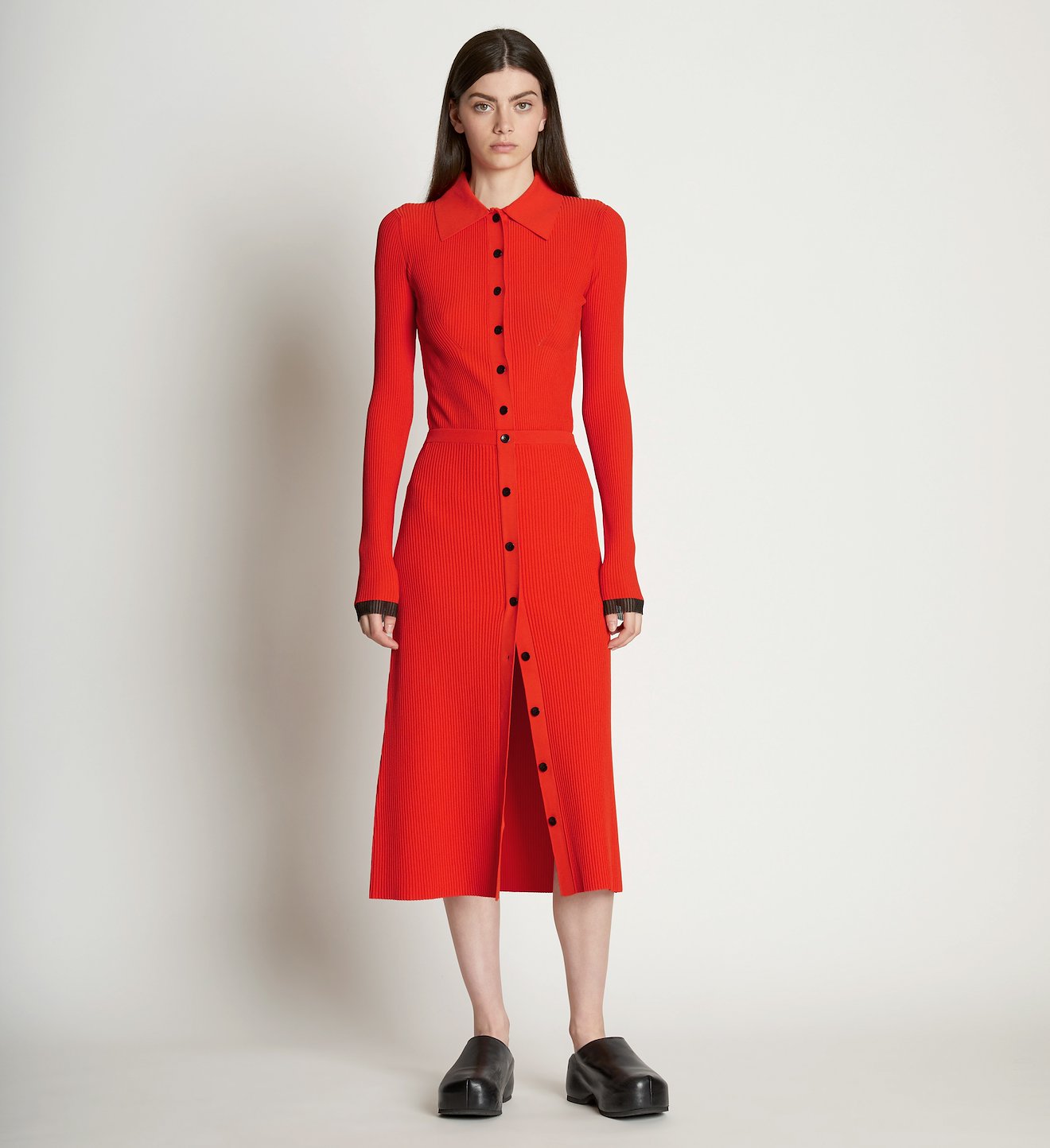 Rib Knit Button Front Skirt
