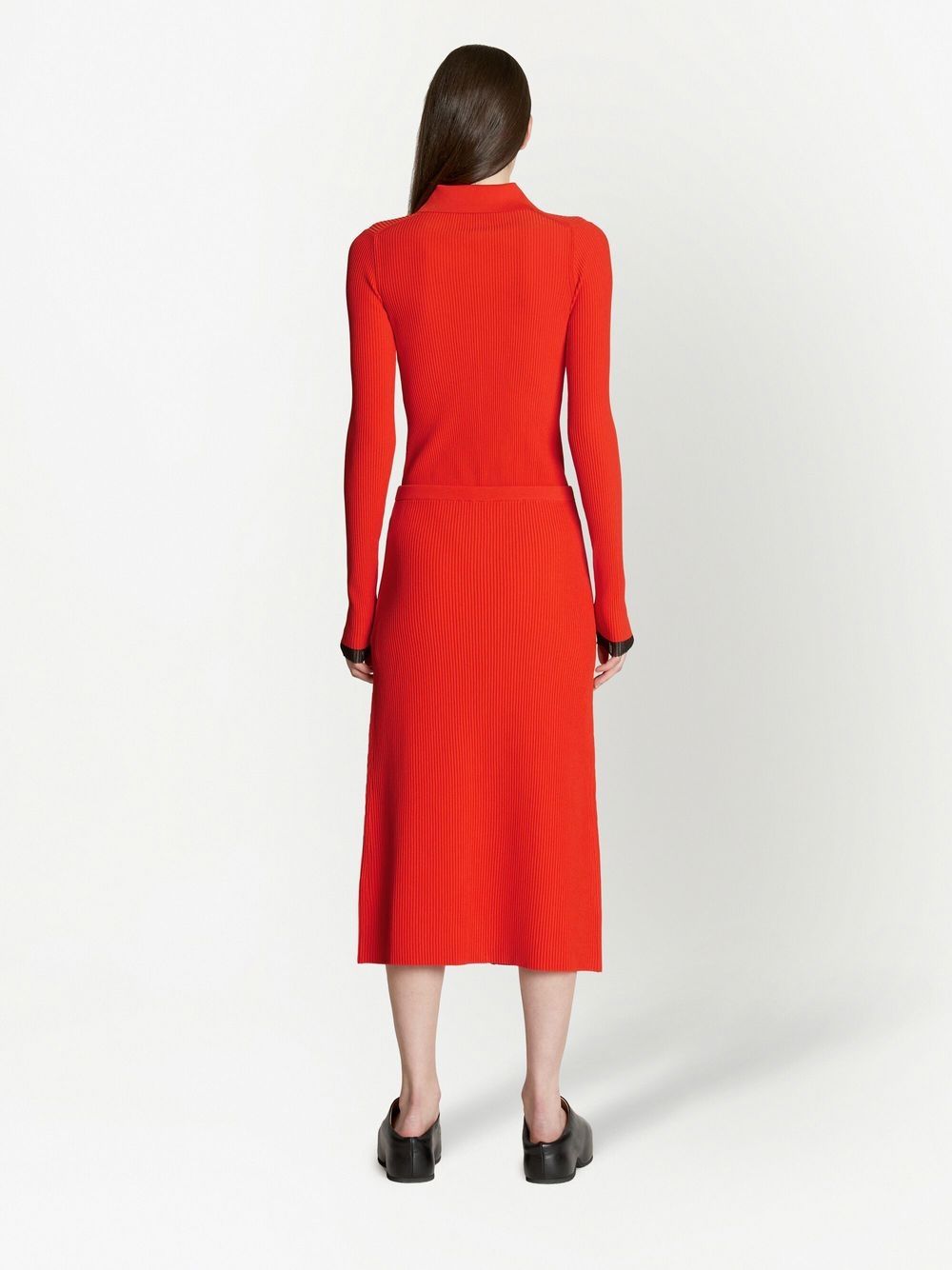Shop Proenza Schouler White Label Ribbed-knit Buttoned Skirt In Red