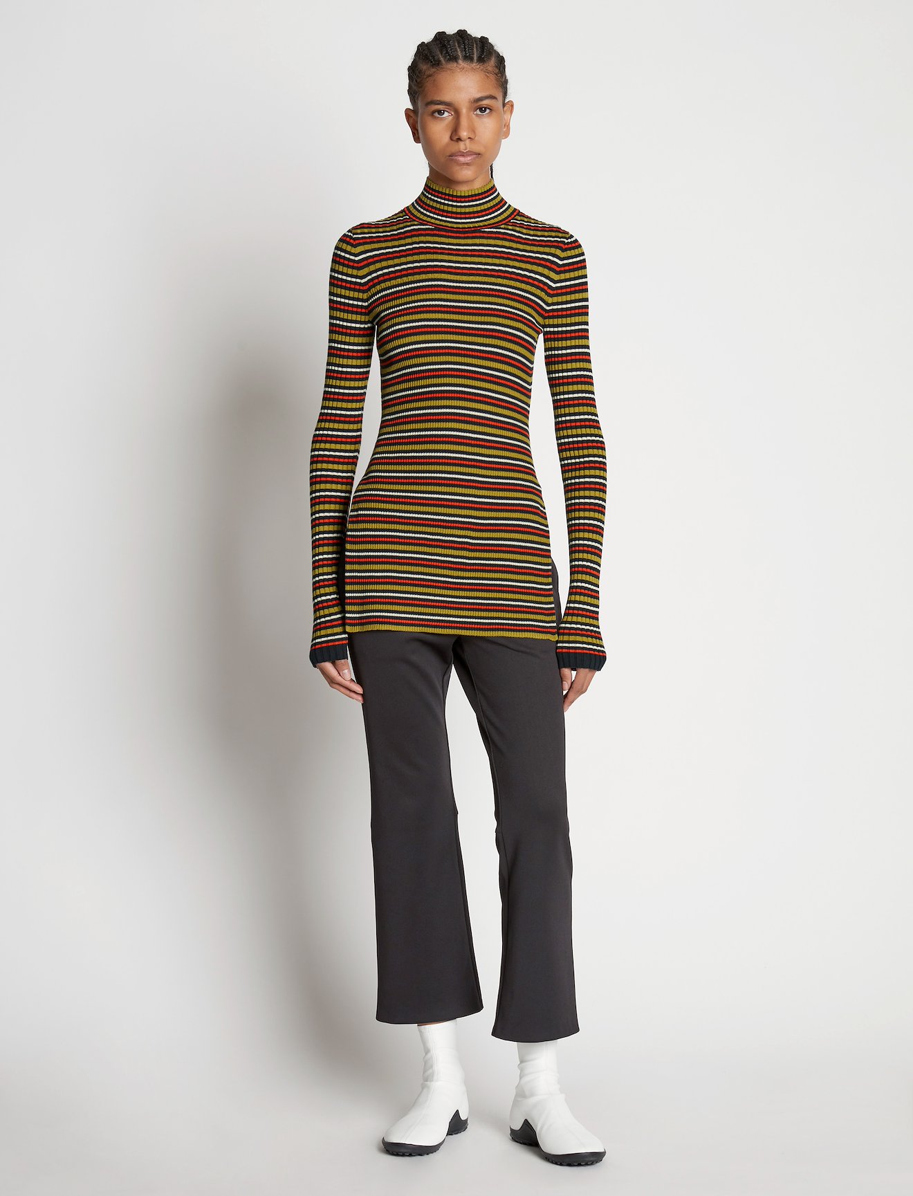 Stripe Knit Turtleneck in red | Proenza Schouler