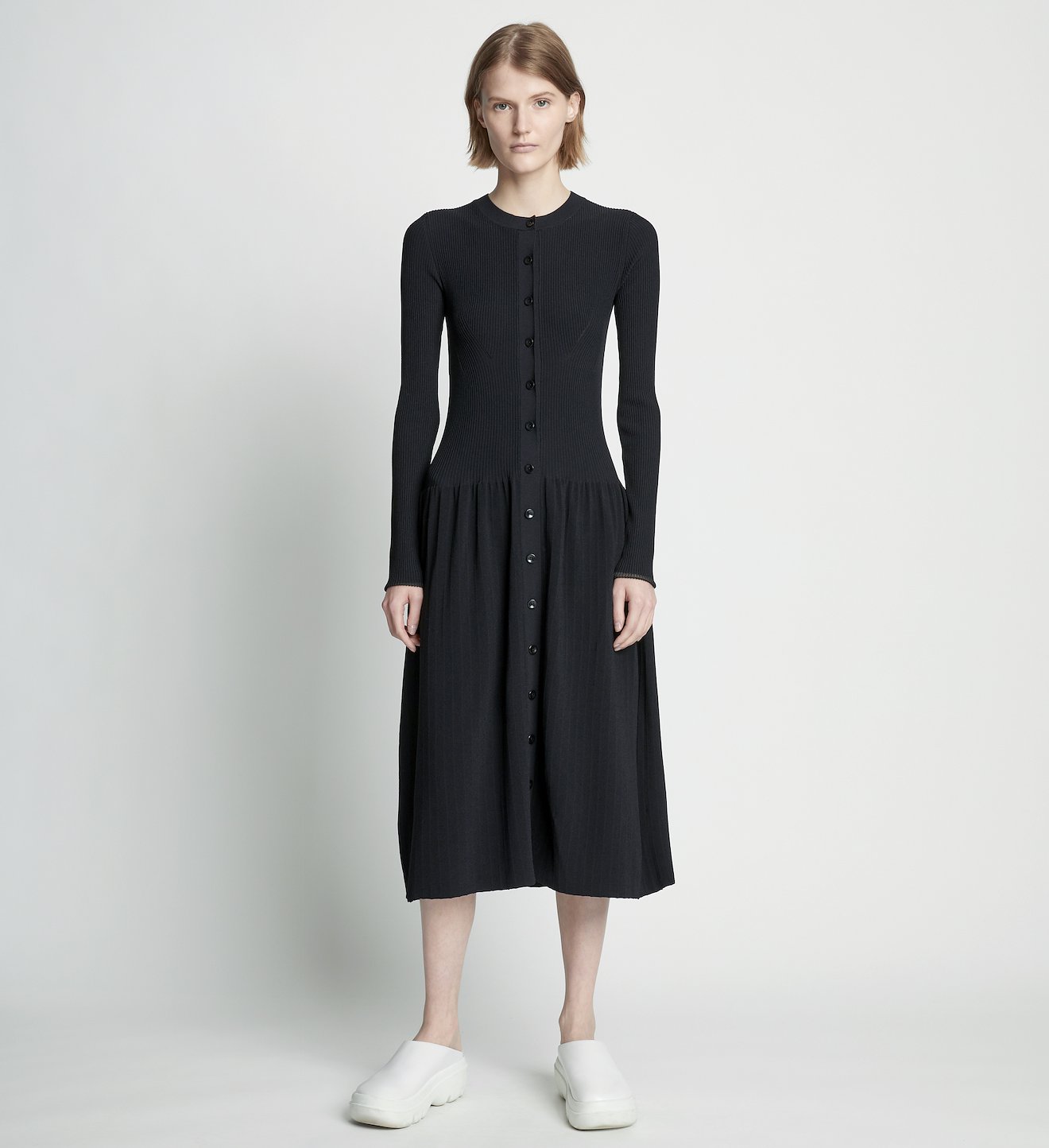 Rib Knit Button Front Dress
