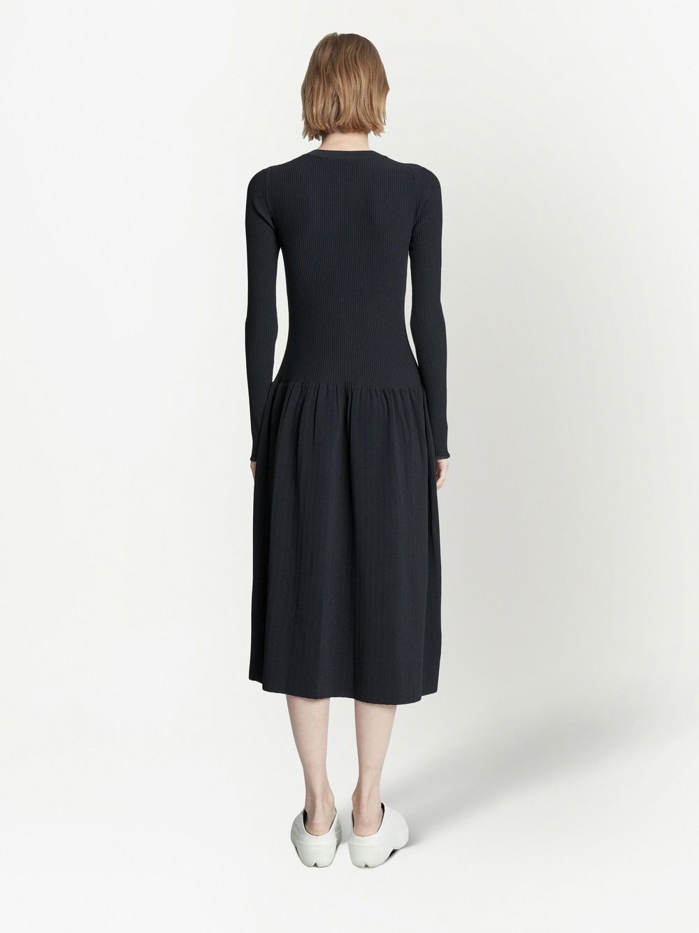 Shop Proenza Schouler White Label Ribbed-knit Button-front Dress In Black