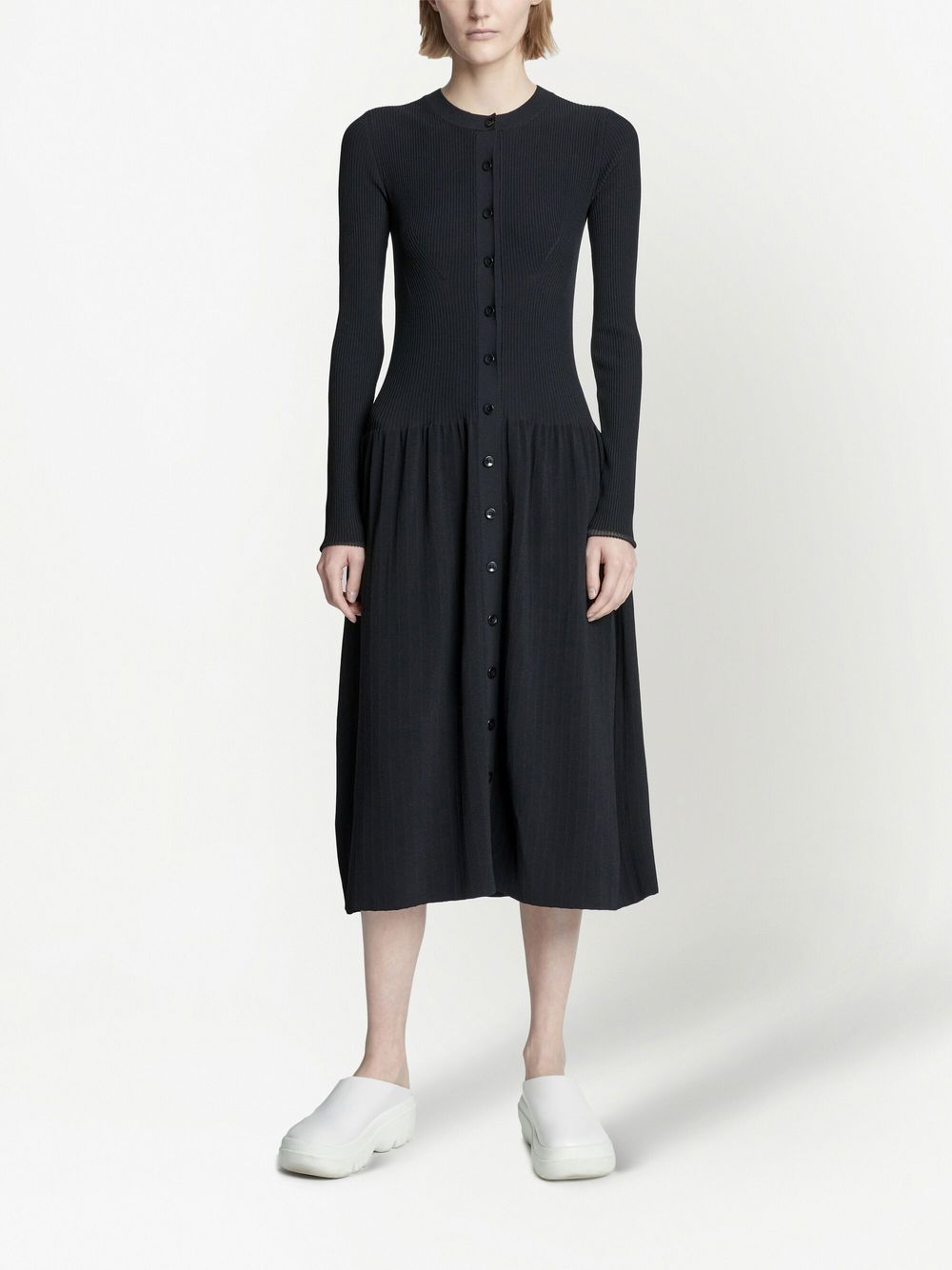 Proenza Schouler White Label ribbed-knit button-front dress - Zwart