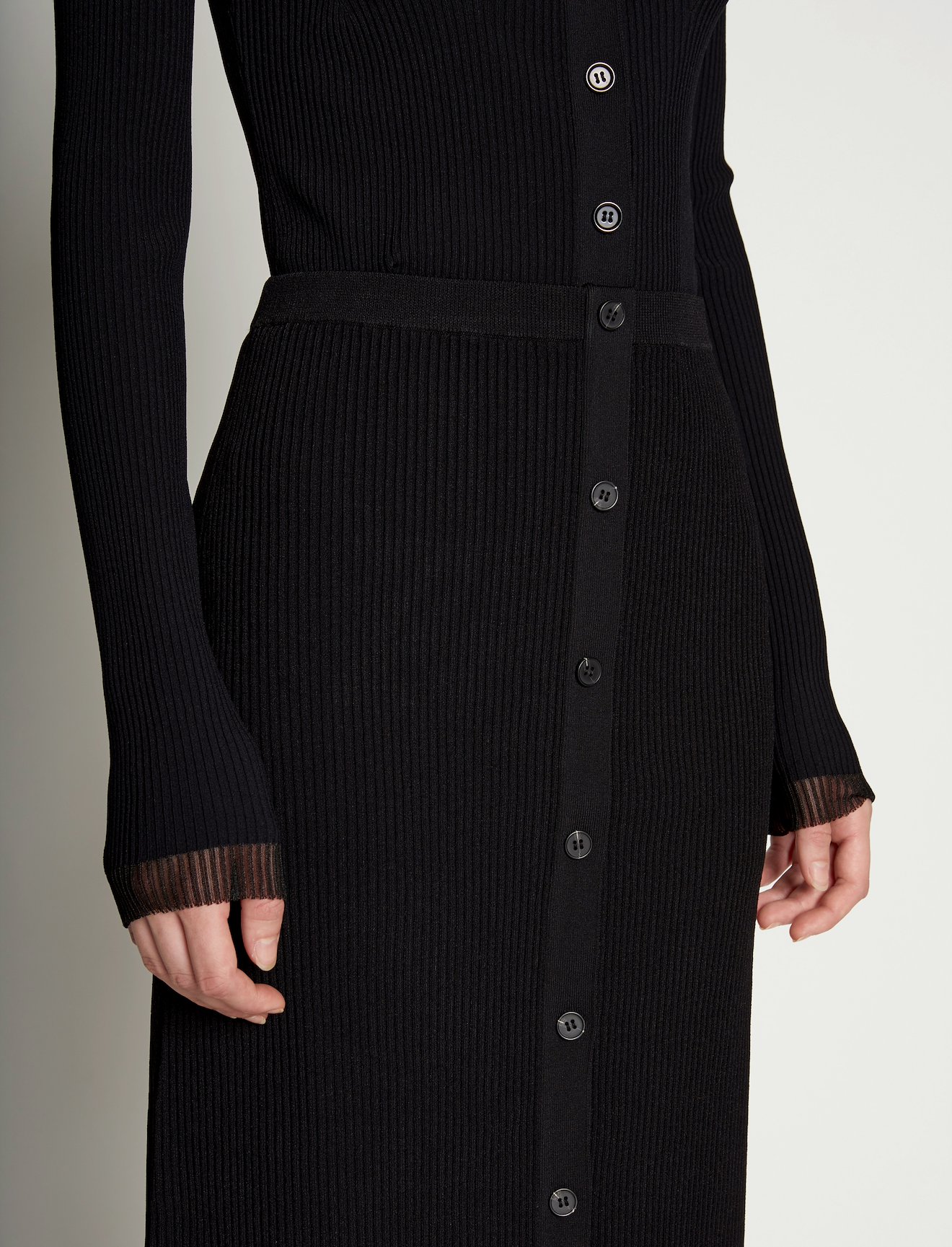 Rib Knit Button Front Skirt #3