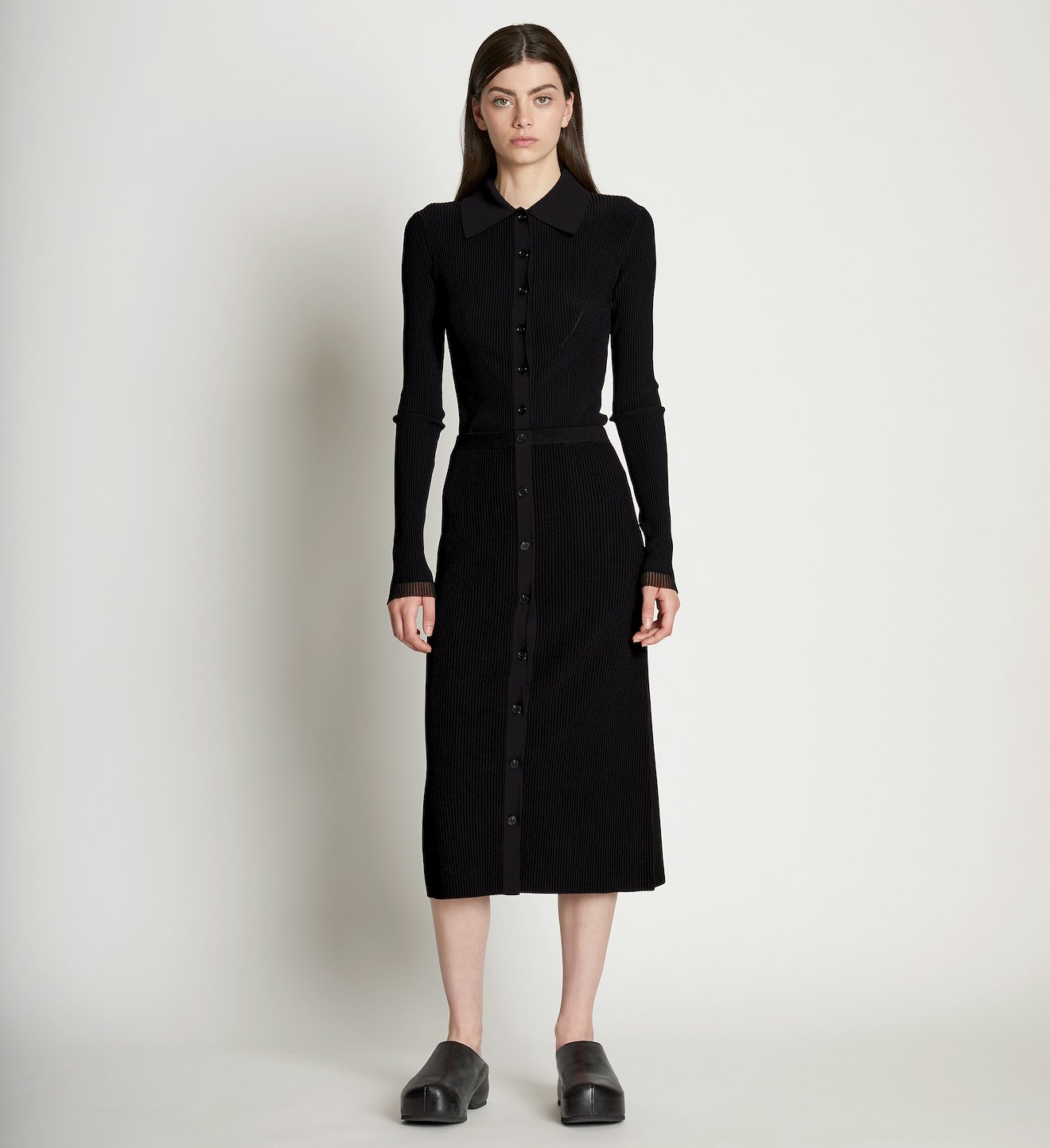 Rib Knit Button Front Skirt