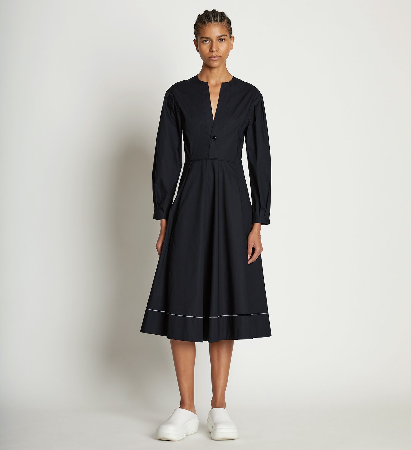 V-Neck Poplin Dress