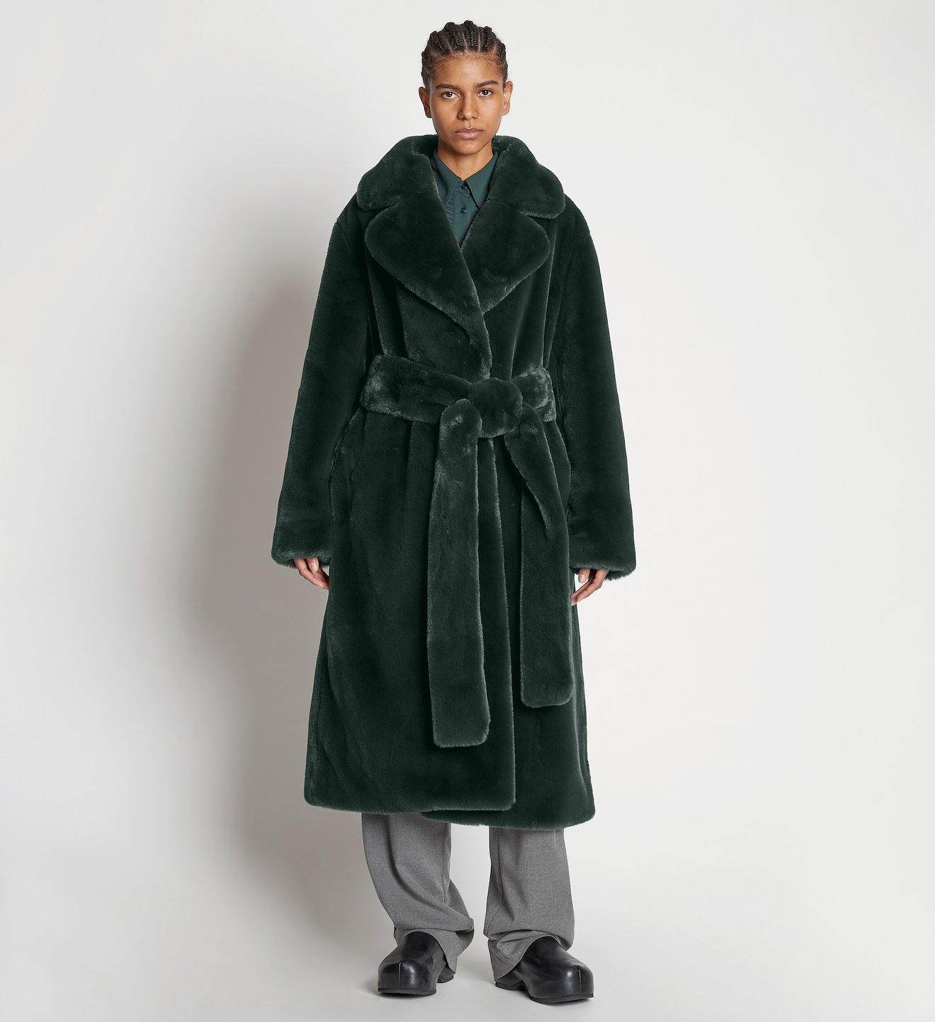 Faux Fur Belted Coat