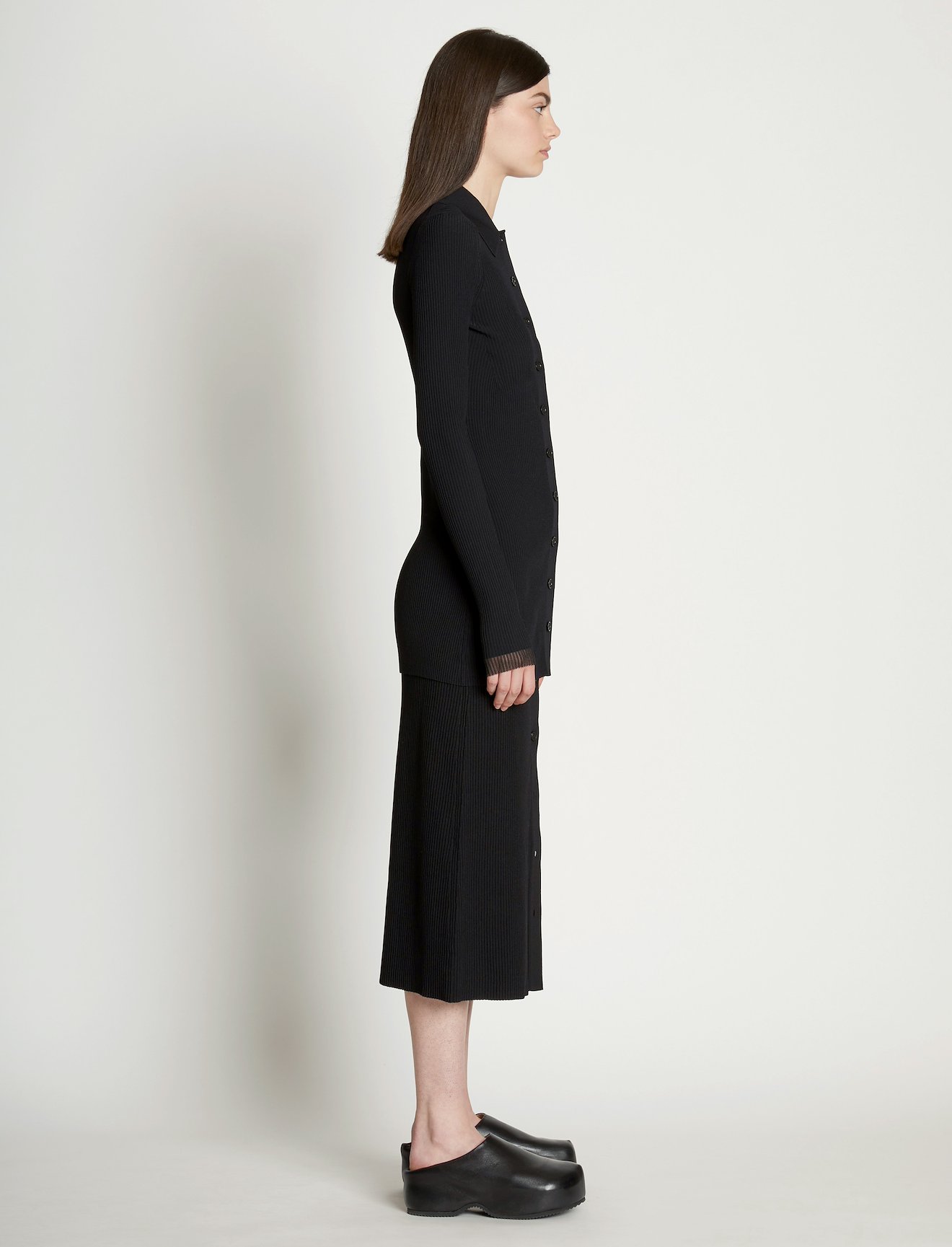 Rib Knit Fitted Cardigan #1