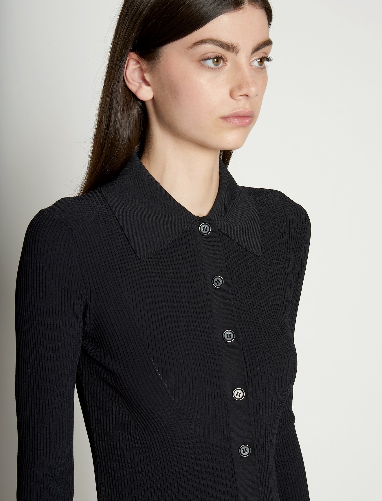 Rib Knit Fitted Cardigan #3
