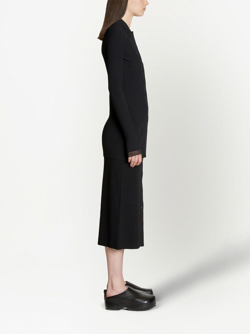 Shop Proenza Schouler White Label Fitted Ribbed-knit Cardigan In Black