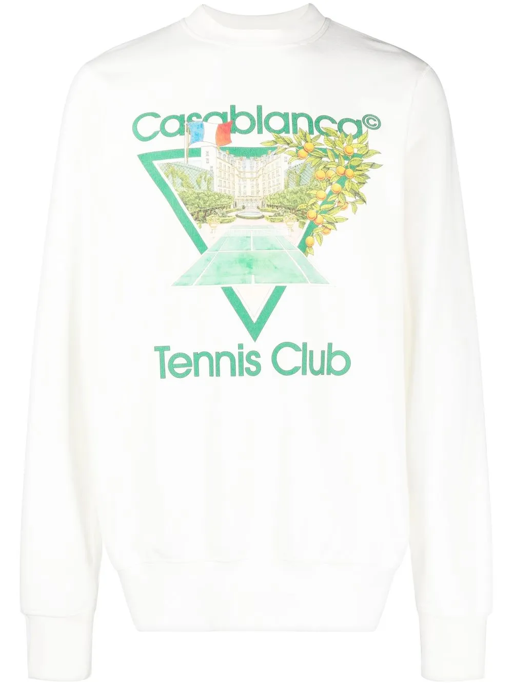 Casablanca Tennis Club print Crew Neck Sweatshirt Farfetch