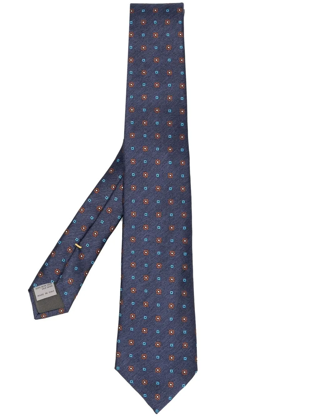 

Canali corbata de seda con bordado floral - Azul