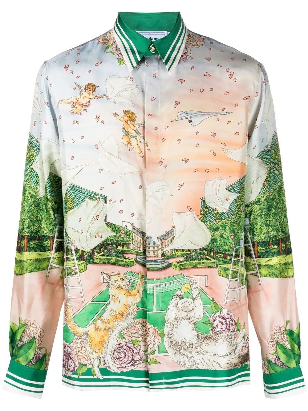 

Casablanca graphic-print silk shirt - Green