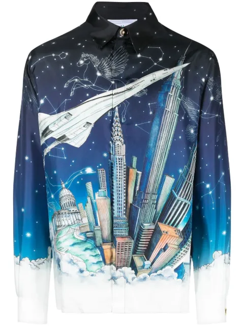 Casablanca graphic-print long-sleeved shirt