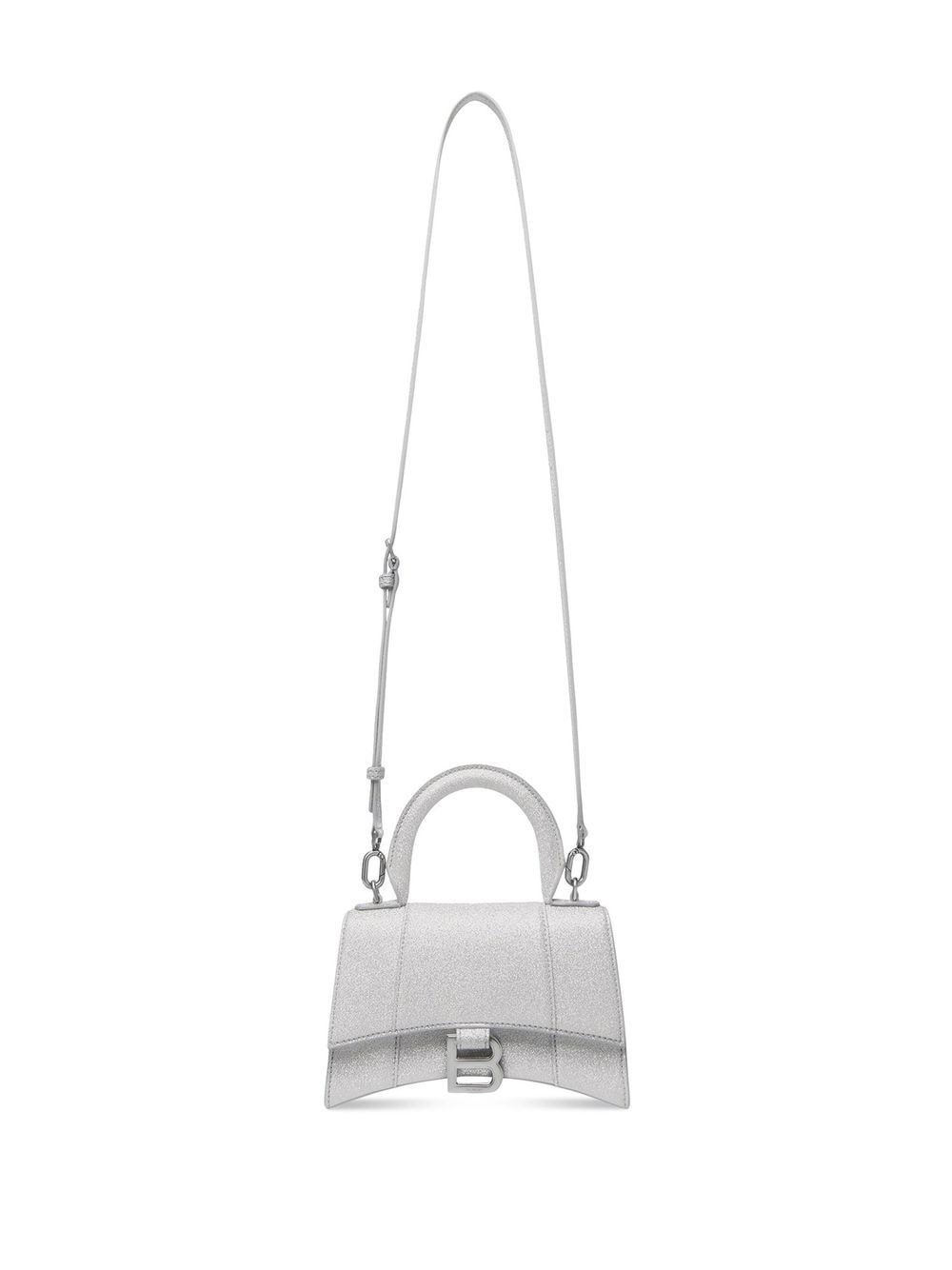 Balenciaga 2022 Glitter Hourglass XS Handle Bag  Silver Handle Bags  Handbags  BAL221378  The RealReal