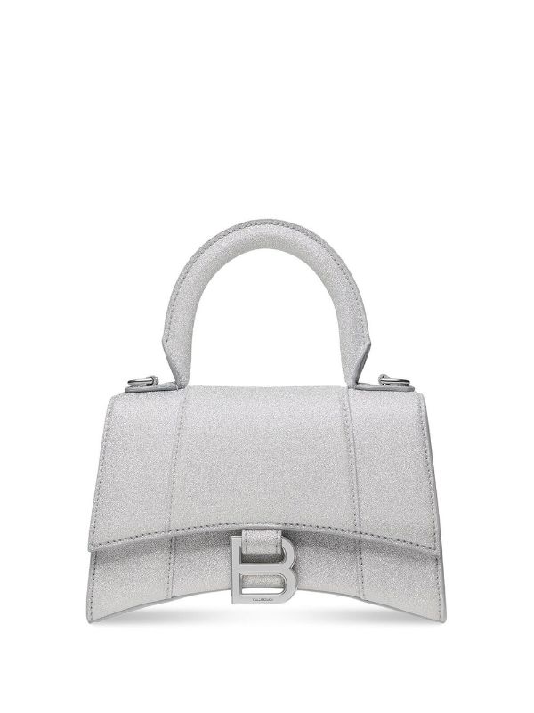 Balenciaga Womens Hourglass XS Silver Cross Body Bag  Accent Clothing