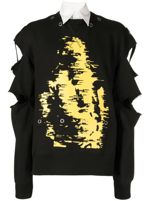 Takahiromiyashita The Soloist graphic-print distressed jumper
