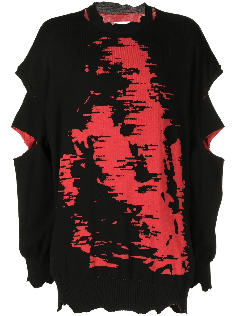 

Takahiromiyashita The Soloist distressed-effect intarsia-knit jumper - Black
