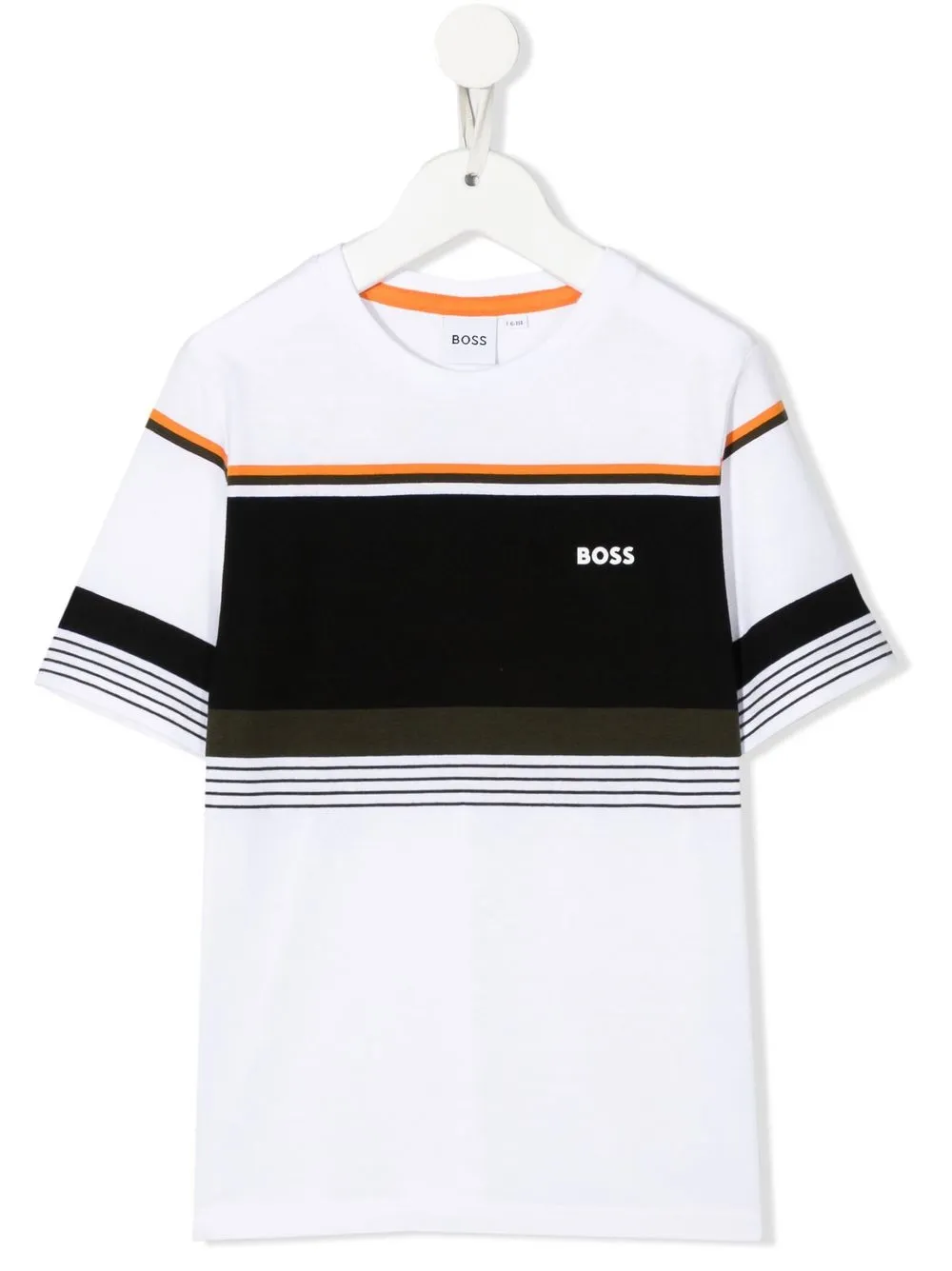 

BOSS Kidswear striped logo-print T-shirt - White