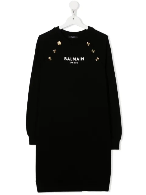 Balmain Kids TEEN logo-print long-sleeve sweatshirt dress