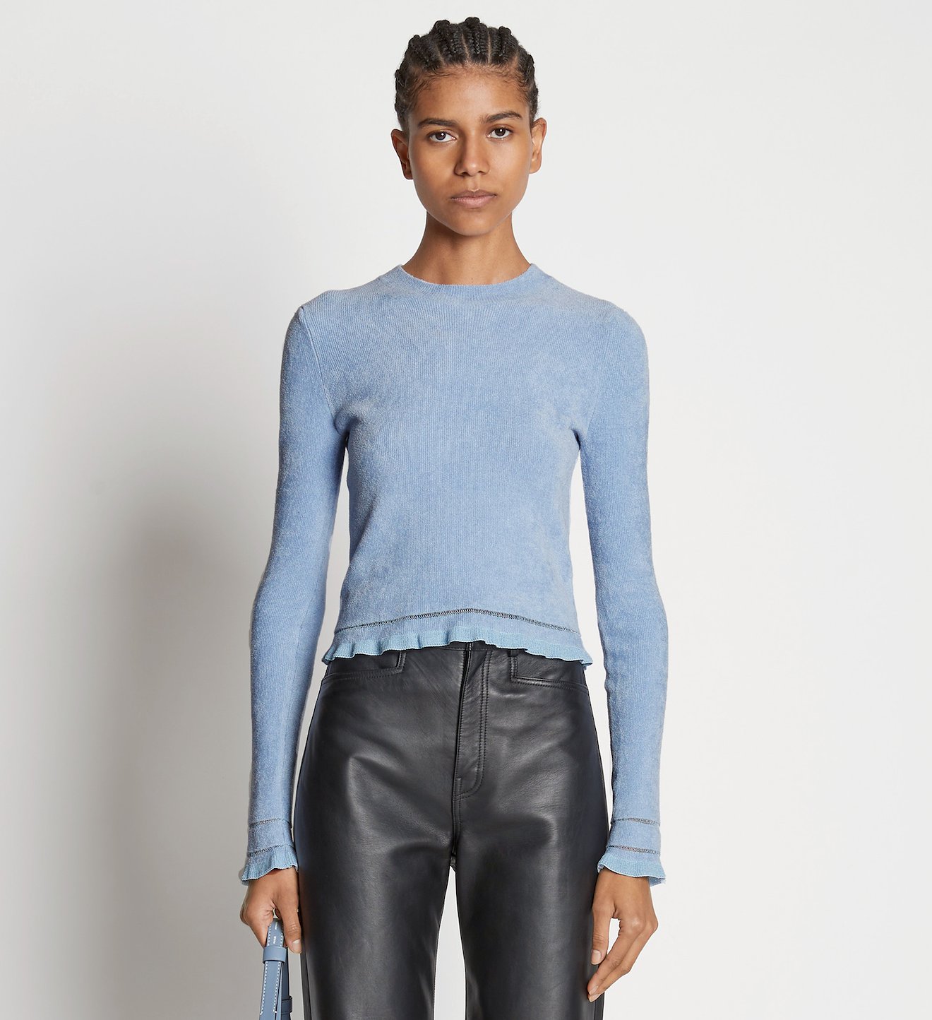 Cropped Turtleneck Chenille Sweater