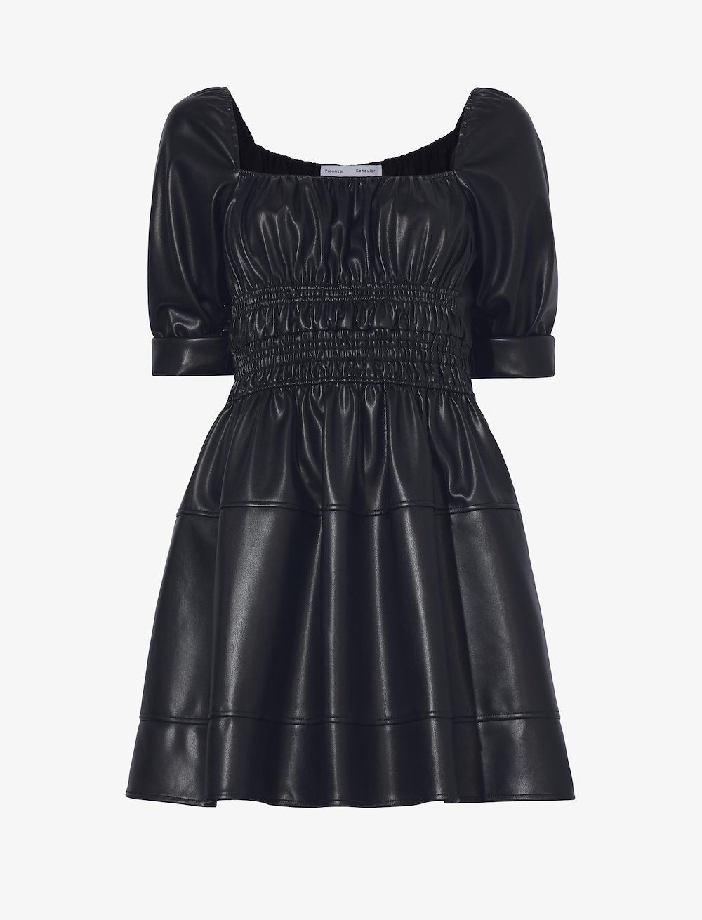Faux Leather Square Neck Dress