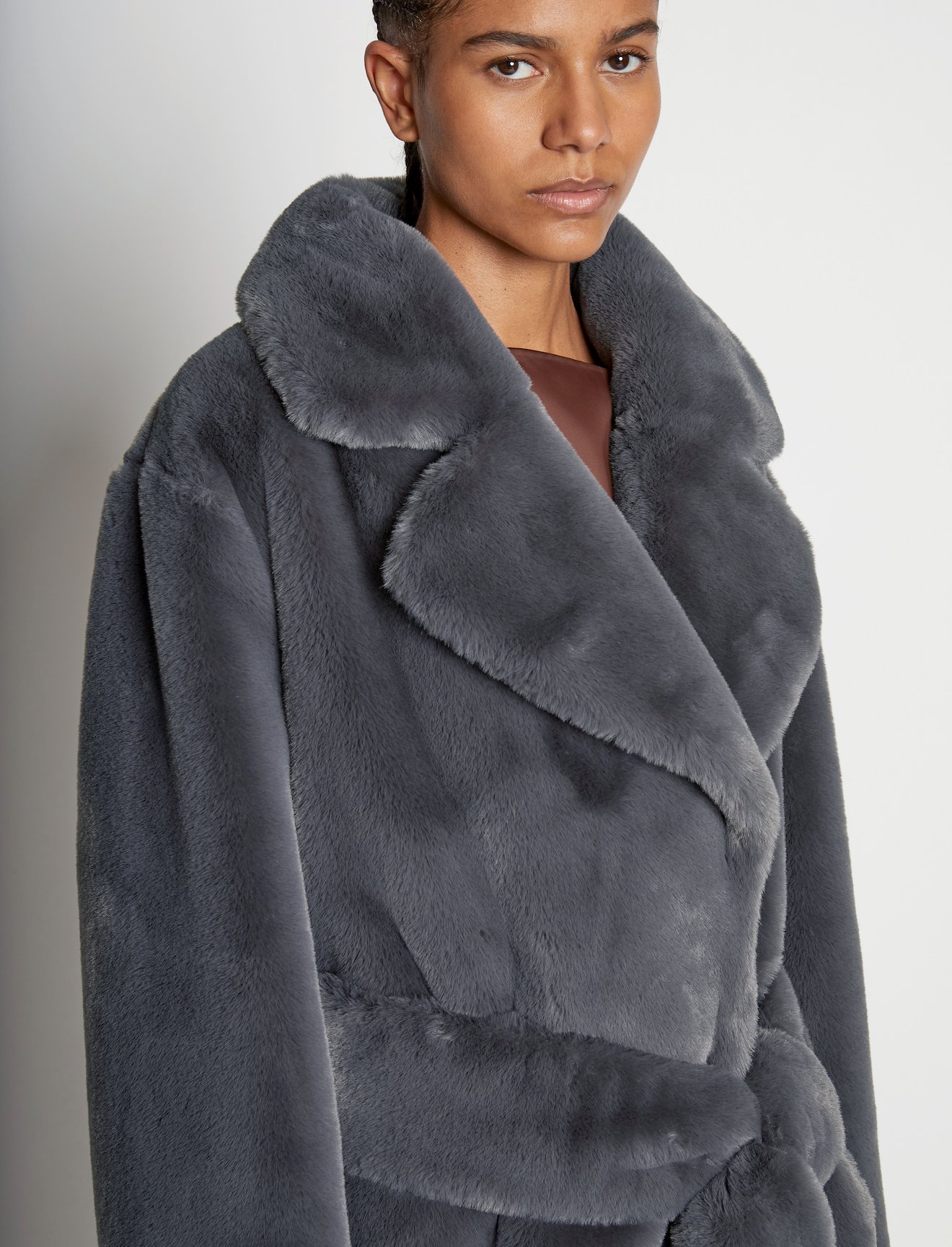 Faux Fur Belted Coat #3