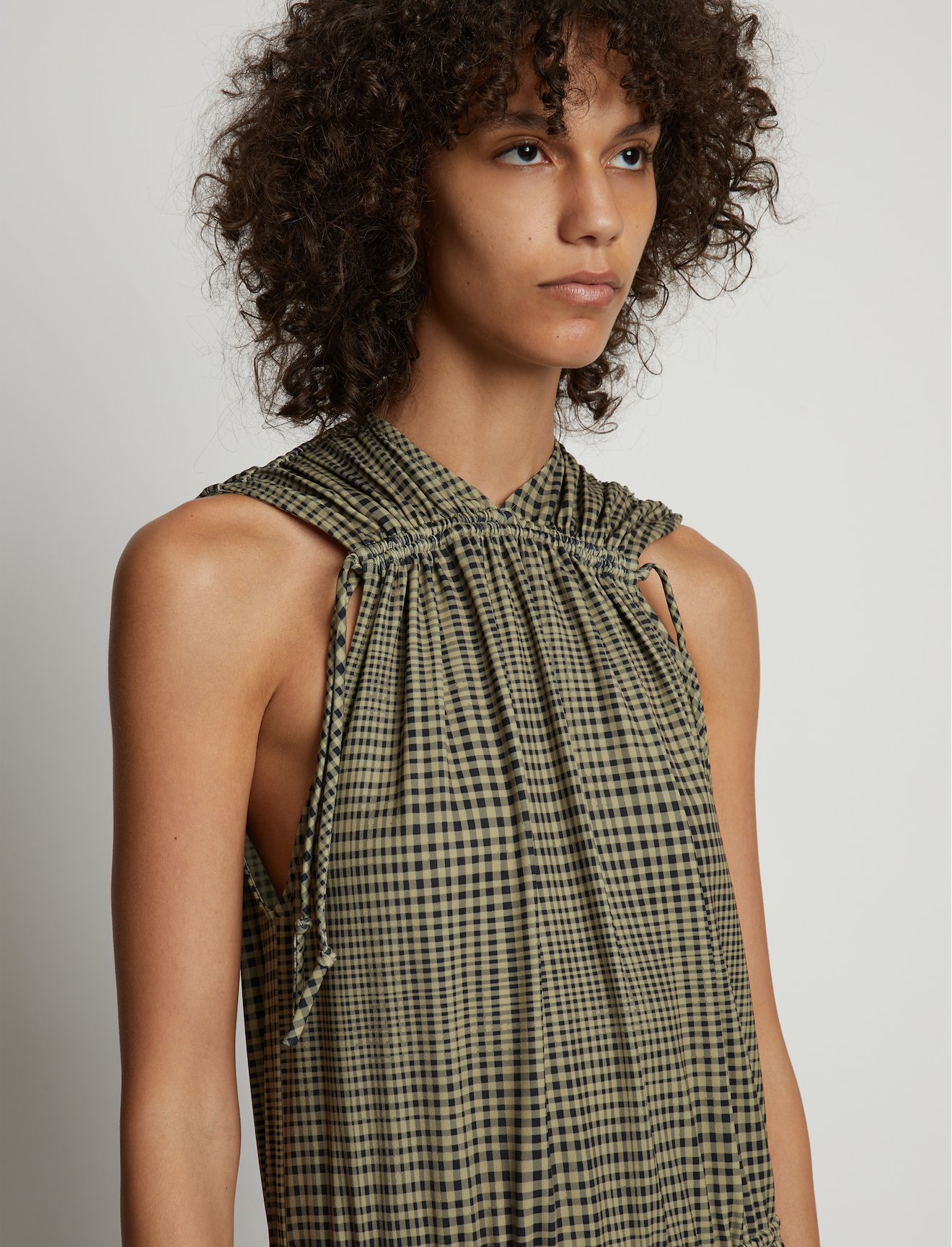 Pleatable Crepe Drawstring Dress #6