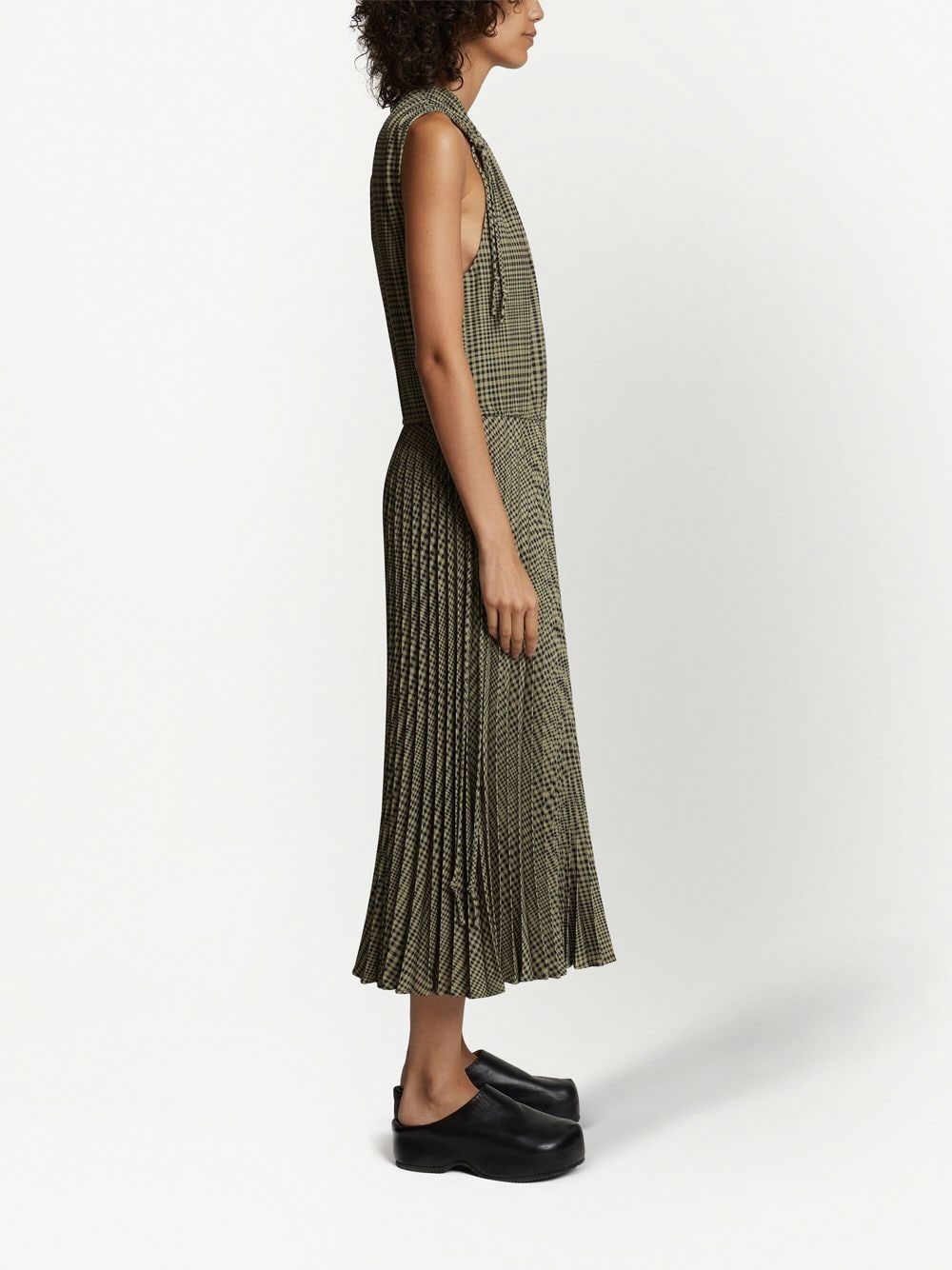 Shop Proenza Schouler White Label Pleated Drawstring Crepe Dress In Green