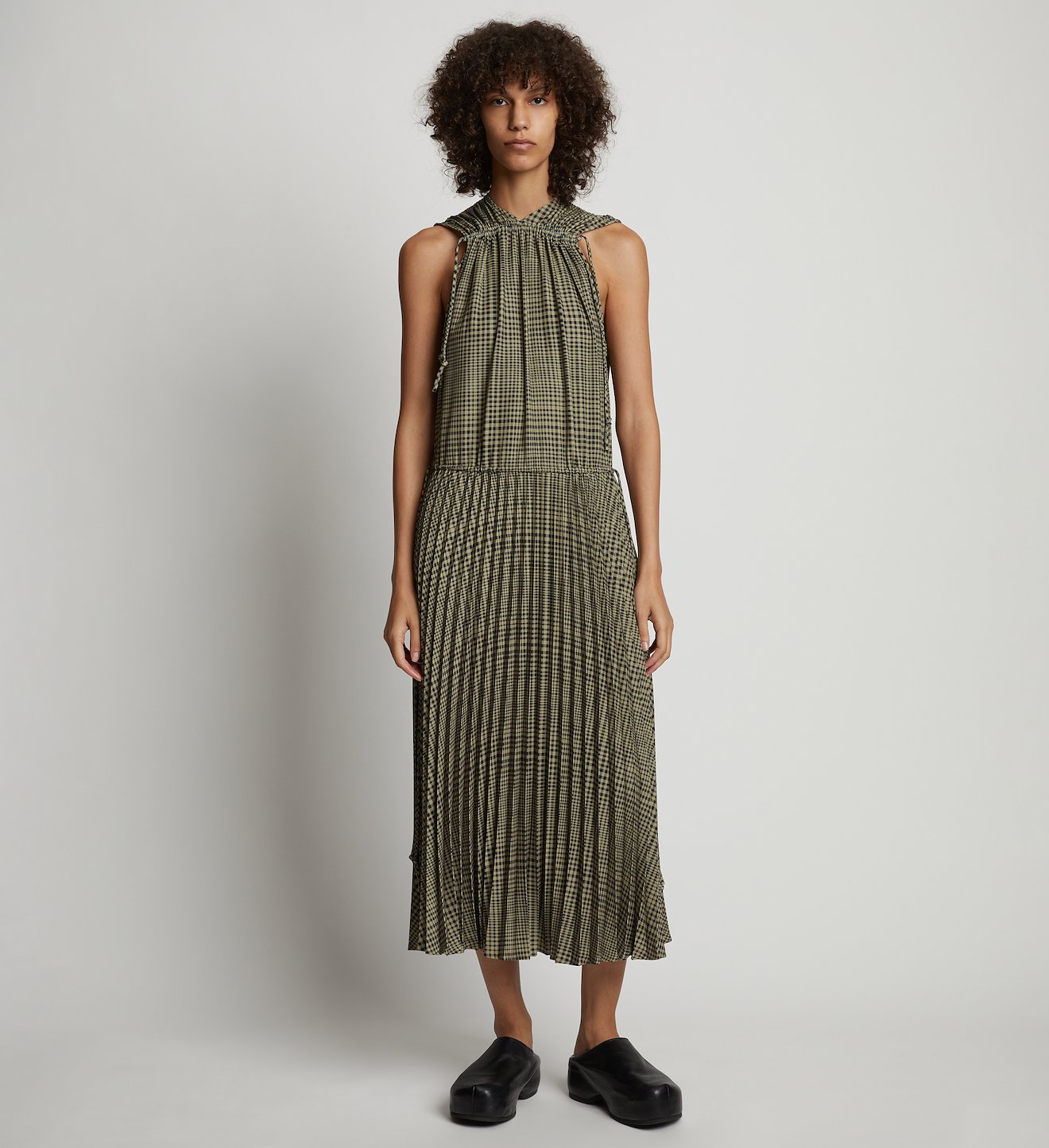 Pleatable Crepe Drawstring Dress #1